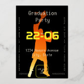 ブラックお洒落テクモダンの卒業 箔招待状 (裏面)