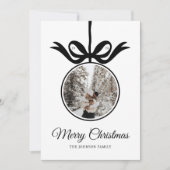 ブラックお洒落ボウオーナメントフォトフレームクリスマス シーズンカード (正面)