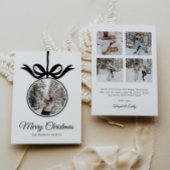 ブラックお洒落ボウオーナメントフォトフレームクリスマス シーズンカード