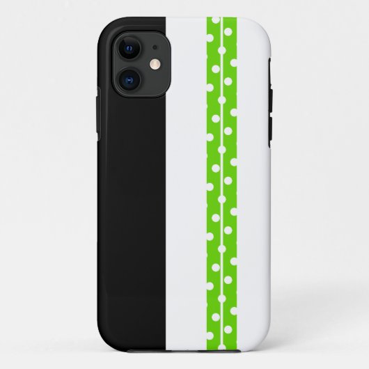 ブラックお洒落ライムホワイト水玉模様レースストライプ Case-Mate iPhoneケース (裏面)