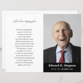 ブラックお祝いのライフ葬儀プログラム写真 (正面/裏面)