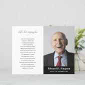 ブラックお祝いのライフ葬儀プログラム写真 (スタンド正面)