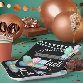 ブラックお祝い2023年卒業パーティーのクラス ペーパープレート