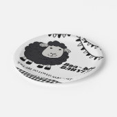 ブラックかわいいリトルラムベビーシャワー ペーパープレート (アングル)