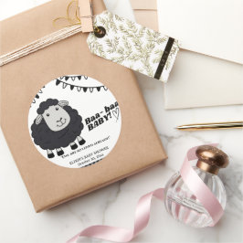 ブラックかわいいリトルラムベビーシャワー ラウンドシール