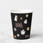 ブラックかわいい不気味な幽霊ハローウィンパーティ紙カップ 紙コップ (裏面)
