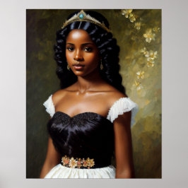 ブラックかわいらしガールプリンセスアート ポスター