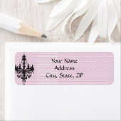 ブラックかわいらしシャンデリア付きピンク水玉模様で ラベル (インサイチュ)