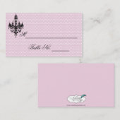 ブラックかわいらしシャンデリアPlのピンクの水玉模様で プレイスカード (正面/裏面)