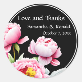ブラックかわいらしズのピンクの牡丹結婚たち ラウンドシール