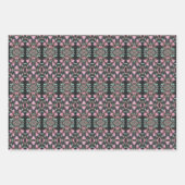 ブラックかわいらしティール（緑がかった色）とピンクシート紙ギフトラップ ラッピングペーパーシート (正面3)