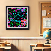 ブラックかわいらしフローラインスパイア引用文吸光度 ポスター