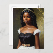 ブラックかわいらしプリンセスポートレートアート ポストカード (正面/裏面)