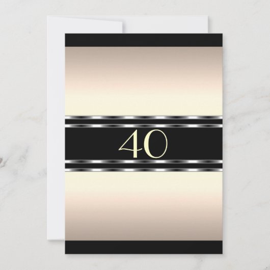 ブラックがアクセントのゴージャスな誕生日パーティー招待状（大） 招待状 (正面)