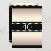 ブラックがアクセントのゴージャスな誕生日パーティー招待状（大） 招待状 (正面/裏面)