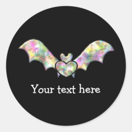 ブラックこうもりとハートパーソナライズされたハロウィーンこうもり ラウンドシール