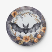 ブラックこうもりとリースパーティープレート ペーパープレート (正面)