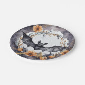 ブラックこうもりとリースパーティープレート ペーパープレート (アングル)