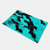 ブラックこうもりインティール（緑がかった色） ドアマット (アングル)