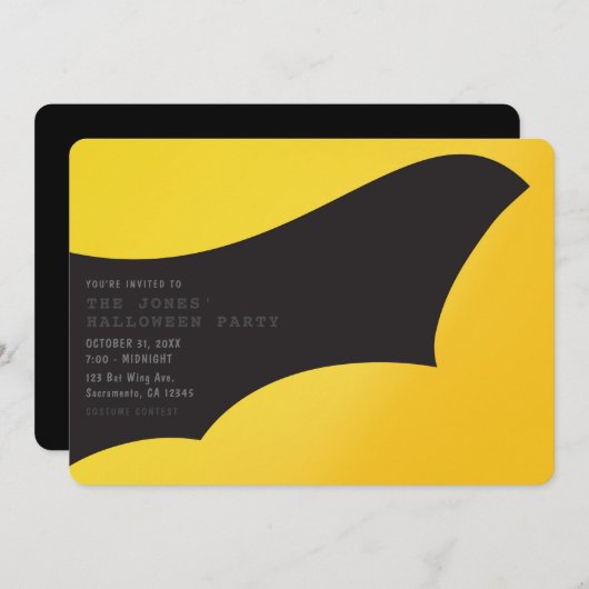 ブラックこうもりウィングハローウィンパーティ 招待状 (正面/裏面)