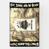 ブラックこうもりスパイダーウェブフルムーンハッピーハローウィン 横断幕 (縦)