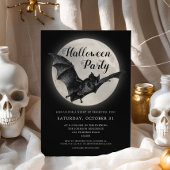 ブラックこうもりフルムーンハローウィンパーティ招待状 招待状