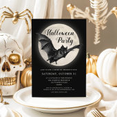 ブラックこうもりフルムーンハローウィンパーティ招待状 招待状