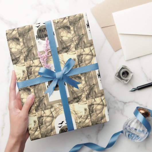 ブラックこうもり不気味スホラーフルムーンハッピーハローウィン ラッピングペーパー (ギフト)