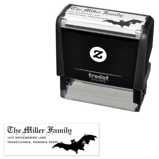 ブラックこうもり名前をカスタムする差出人住所 セルフインキングスタンプ (インサイチュ)