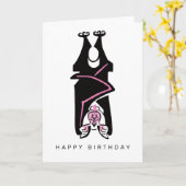 ブラックこうもり – 絶滅危惧動物グラフィック – カード (黄色い花)