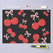 ブラックさくらんぼとピンクボウコケット 薄葉紙 (クラフト)