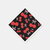 ブラックさくらんぼピンクボウコケット誕生日パーティー スタンダードカクテルナプキン (角)