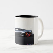 ブラックすごいでスポーツカーのコーヒーマグ ツートーンマグカップ (正面右)