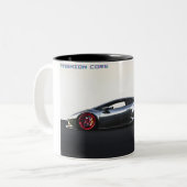 ブラックすごいでスポーツカーのコーヒーマグ ツートーンマグカップ (正面左)