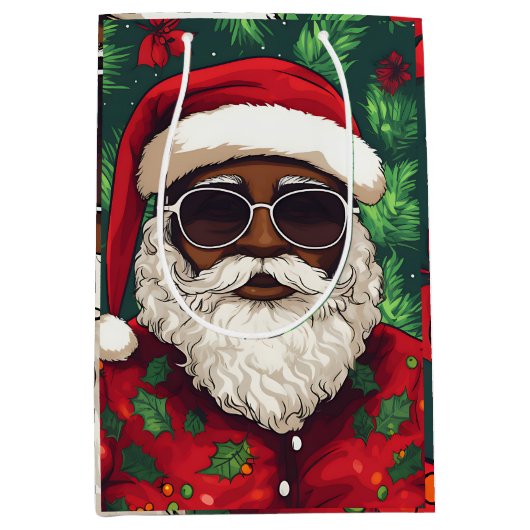 ブラックすてきサンタクリスマス抱き枕 ミディアムペーパーバッグ (正面)