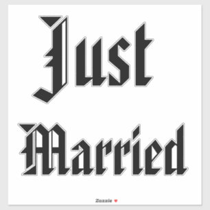 ブラックたった今結婚しましたアメリカ文字フォント、 シール