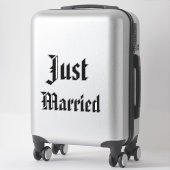 ブラックたった今結婚しましたアメリカ文字フォント、 シール (スーツケース)