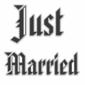 ブラックたった今結婚しましたアメリカ文字フォント、 シール (正面)