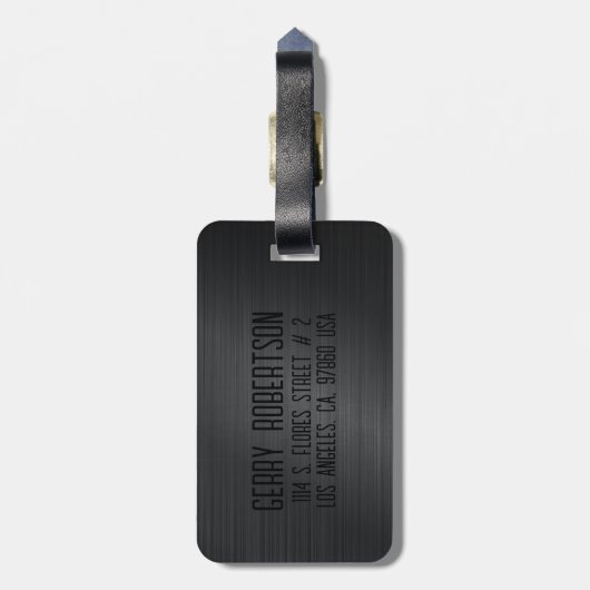 ブラックつや消しアルミテクスモノグラム ラゲッジタグ (裏面縦)