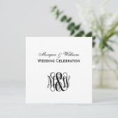 ブラックつる植物スクリプトモノグラムB&G DIY BG 結婚's 招待状 (スタンド正面)