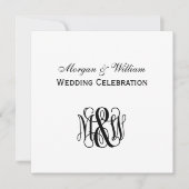 ブラックつる植物スクリプトモノグラムB&G DIY BG 結婚's 招待状 (正面)