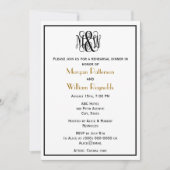 ブラックつる植物スクリプトモノグラムDIY BGリハーサルChev 招待状 (正面)