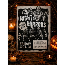 ブラックでおしゃれなヴィンテージ ハロウィン招待状