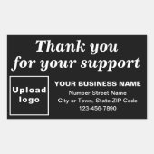 ブラックでのサポートに感謝 長方形シール (正面)