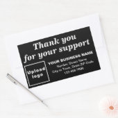 ブラックでのサポートに感謝 長方形シール (封筒)