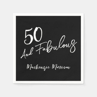 ブラックでファビュラスな50歳の誕生日パーティー スタンダードカクテルナプキン