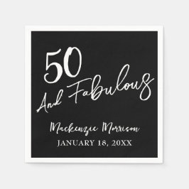 ブラックでファビュラスな50歳の誕生日パーティー スタンダードカクテルナプキン
