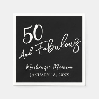 ブラックでファビュラスな50歳の誕生日パーティー スタンダードカクテルナプキン