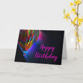 ブラックでホットな誕生日の魔法の飛行 カード (黄色い花)