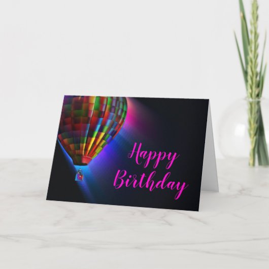 ブラックでホットな誕生日の魔法の飛行 カード (正面)